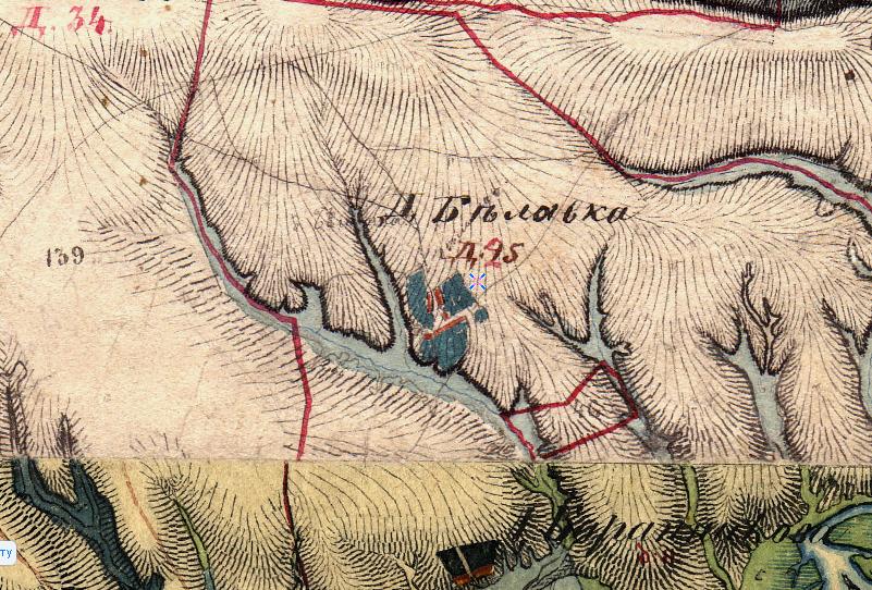 Деревня Белавино на картах Менде 1850 года 