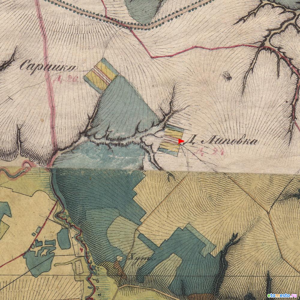 деревня Липовка. Воротынский район. На картах Менде 1850 года.